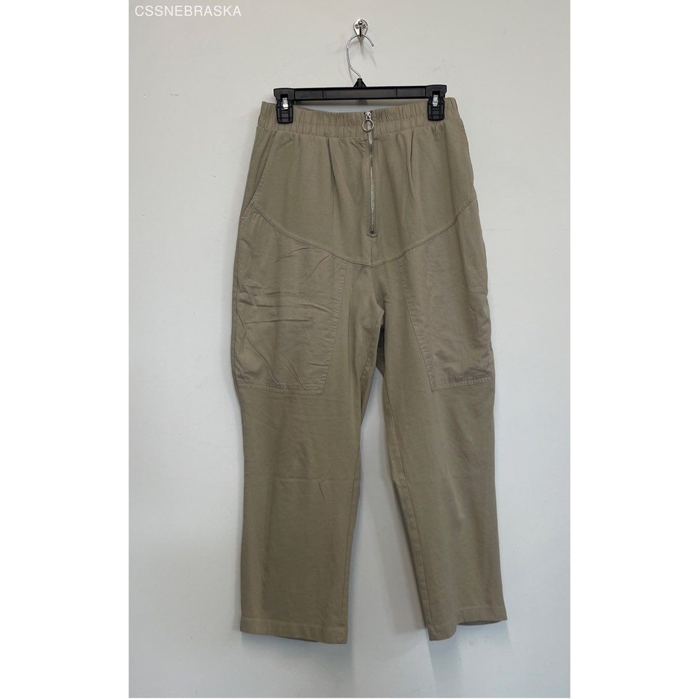 Zara Beige Wide Leg Pull On Parachute Style Cotton Pants Beige - Size L